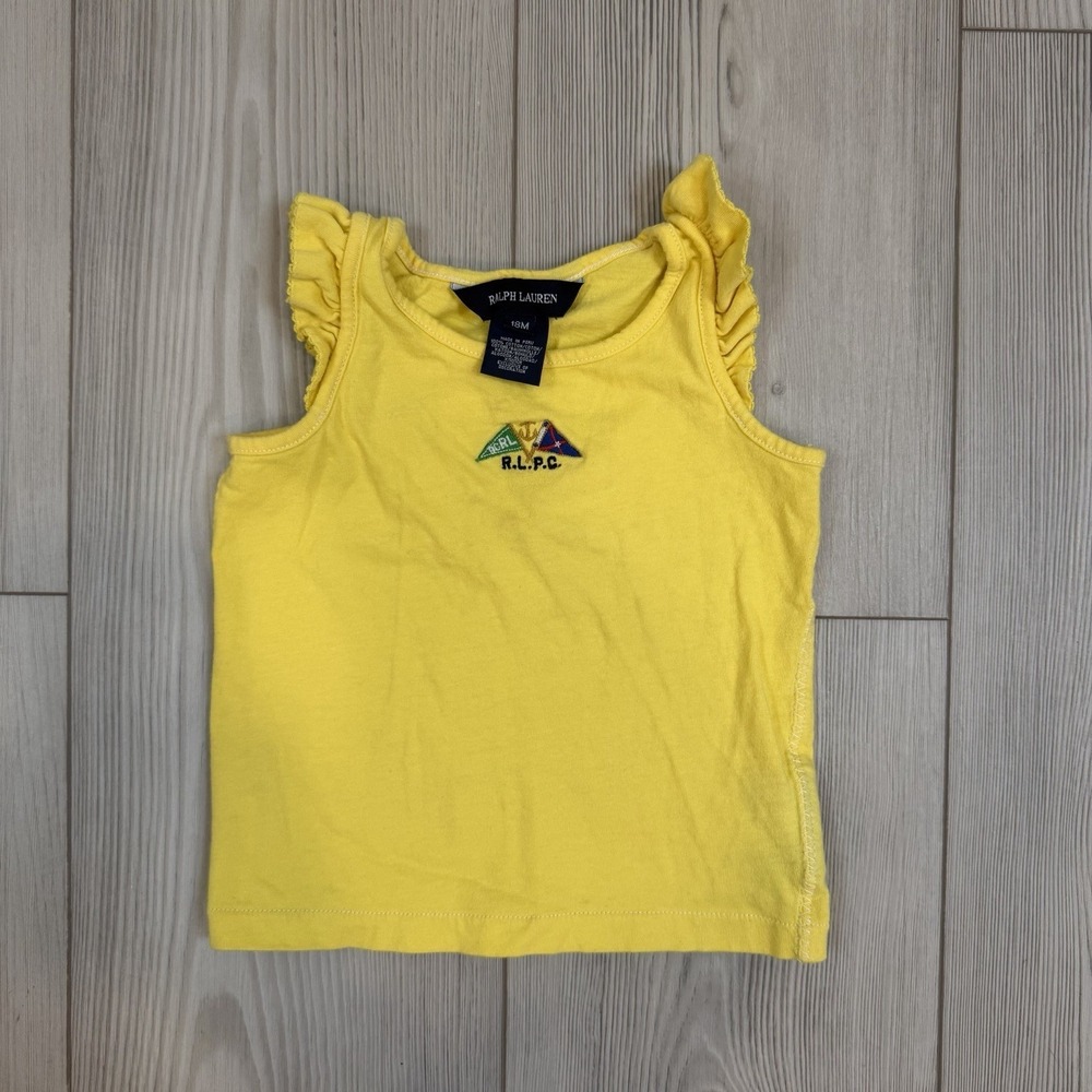 Ralph Lauren 18M Flutter Sleeve Tank Top Yellow Nautical Embroidery Logo